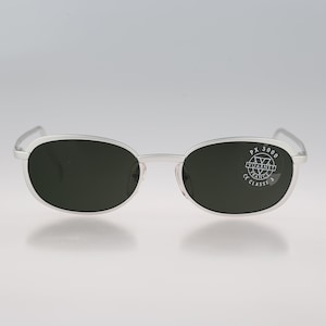 Vuarnet Pouilloux 067, Vintage 90er Jahre gehärtet Glas Linsen einzigartig Silber Rechteck Sonnenbrille Herren & Damen NOS