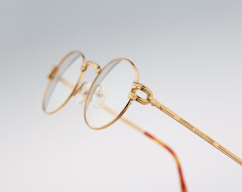 Jean Paul Gaultier Junior Gaultier 57-3176 1, Vintage 90s gold circle round eyeglasses frames mens & womens NOS