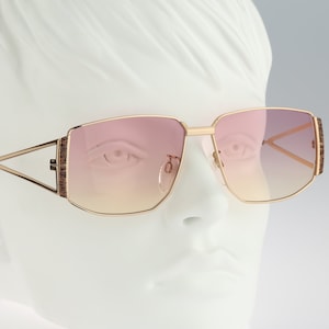Silhouette M 6136 V 6054, Vintage 80s tinted bicolor lenses unique oversized gold rectangle sunglasses women, NOS