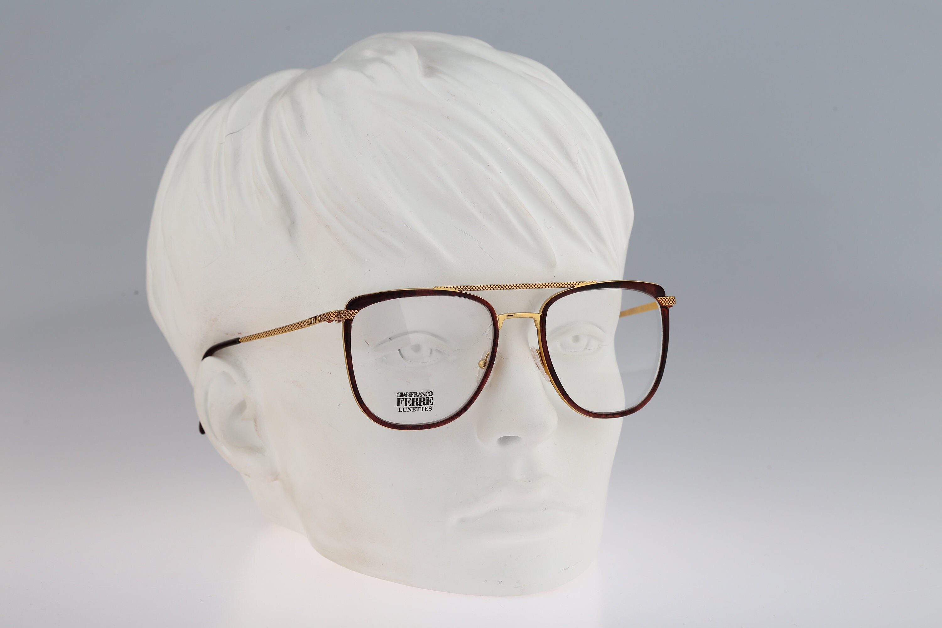 Gianfranco Ferre GFF 73 13M, Vintage 90s gold and tortoise double rim aviator eyeglasses frames womens NOS