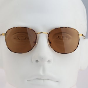 Sting College n42, Vintage 90s tinted brown lenses unique gold & tortoise small square sunglasses men NOS