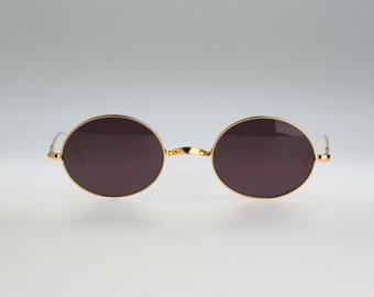 Buy Alain Delon 3209, Vintage 90s Small Gold Oval Sunglasses Mens