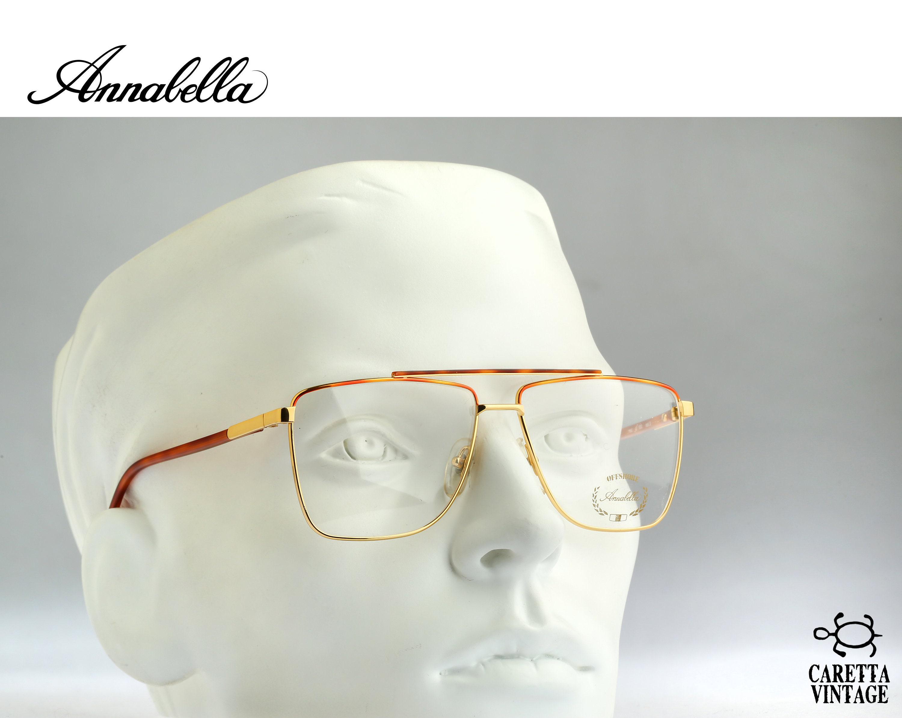 Annabella A 550 2, Vintage 80s Gold Square Aviator Glasses Frames