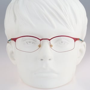 It&#39;s Titanium 602, Vintage 90s laser cut ultra lightweight nylor pink small rectangle glasses frames women / NOS