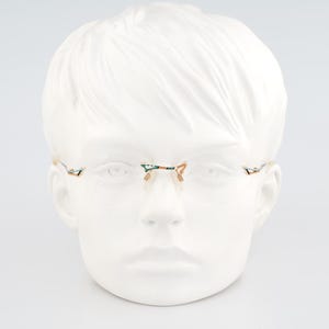 Zeitlos ZL B4 02, Vintage 90s crazy gold and colorful small oval eyeglasses rimless frames womens NOS