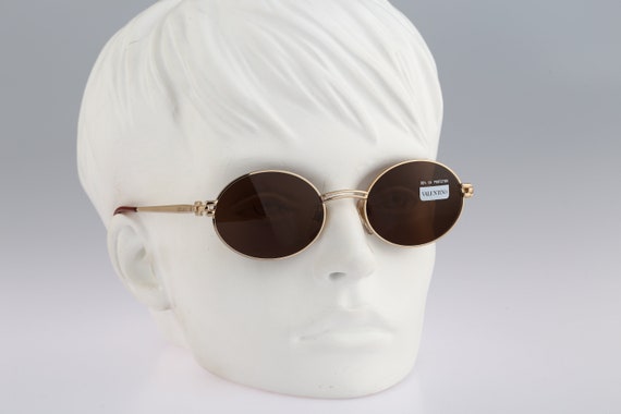 Valentino Vintage Sunglasses Gold and Blue 80s Cat Ey… - Gem