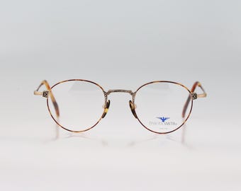 Dakota Smith 1196 0061, Vintage 90s unique Bronco demi blonde panto round eyeglasses frames mens & womens NOS