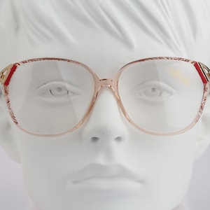 Silhouette M 1731 20 C 1702, Vintage 80s unique clear & red oversized butterfly eyeglasses frames womens NOS