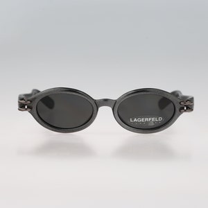 Lagerfeld 4132 10, Vintage 90s gray unique steampunk oval sunglasses women, NOS