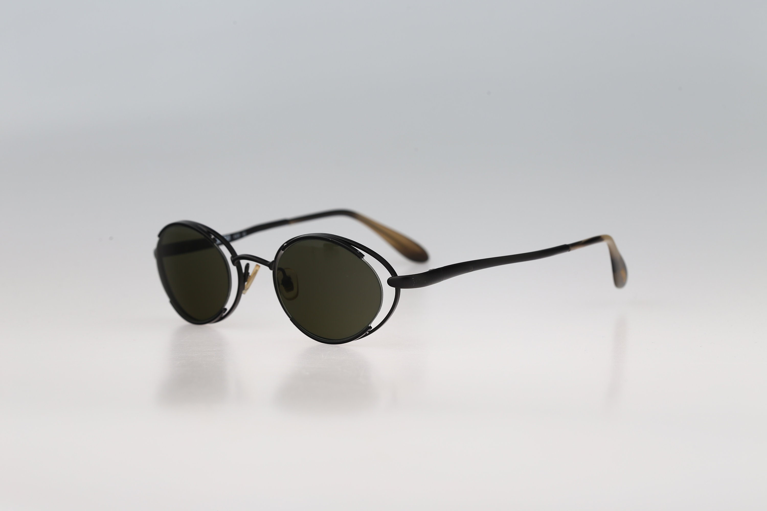 Lagerfeld 4121 02, Vintage 90s Black Unique Steampunk Half Rim