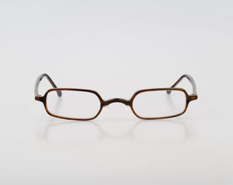 Benton 068, Vintage 90s brown slim rectangle reading glasses frames mens & womens / NOS