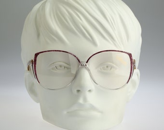 Silhouette M 1747 V 1696, Vintage 80s clear pink large oversized cat eye glasses frames womens NOS