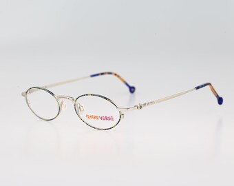 Contro Verse 3880 191 D4, Vintage 90er Jahre einzigartig bunt und silber oval Brillengestelle Damen & Herren NOS