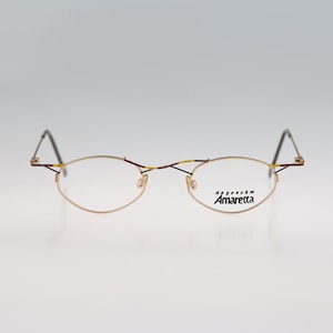 Amaretta 54E 001, occhiali da vista ovali piccoli colorati vintage anni &#39;90 da uomo e da donna NOS