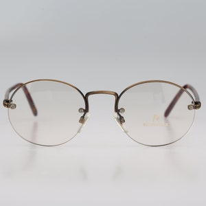 Rodenstock 0841 C, Vintage 90s antique gold semi rimless round eyeglasses frames men & women /NOS