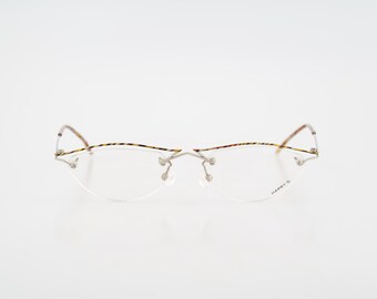 Harry's 216 87, Vintage 90er Unikat Browline grün randlos oval Brillenfassungen Damen NOS