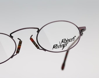 Robert Rudger 1510 153 42, Vintage 90-tals färgglada unika steampunk små ovala glasögonbågar herr & dam NOS