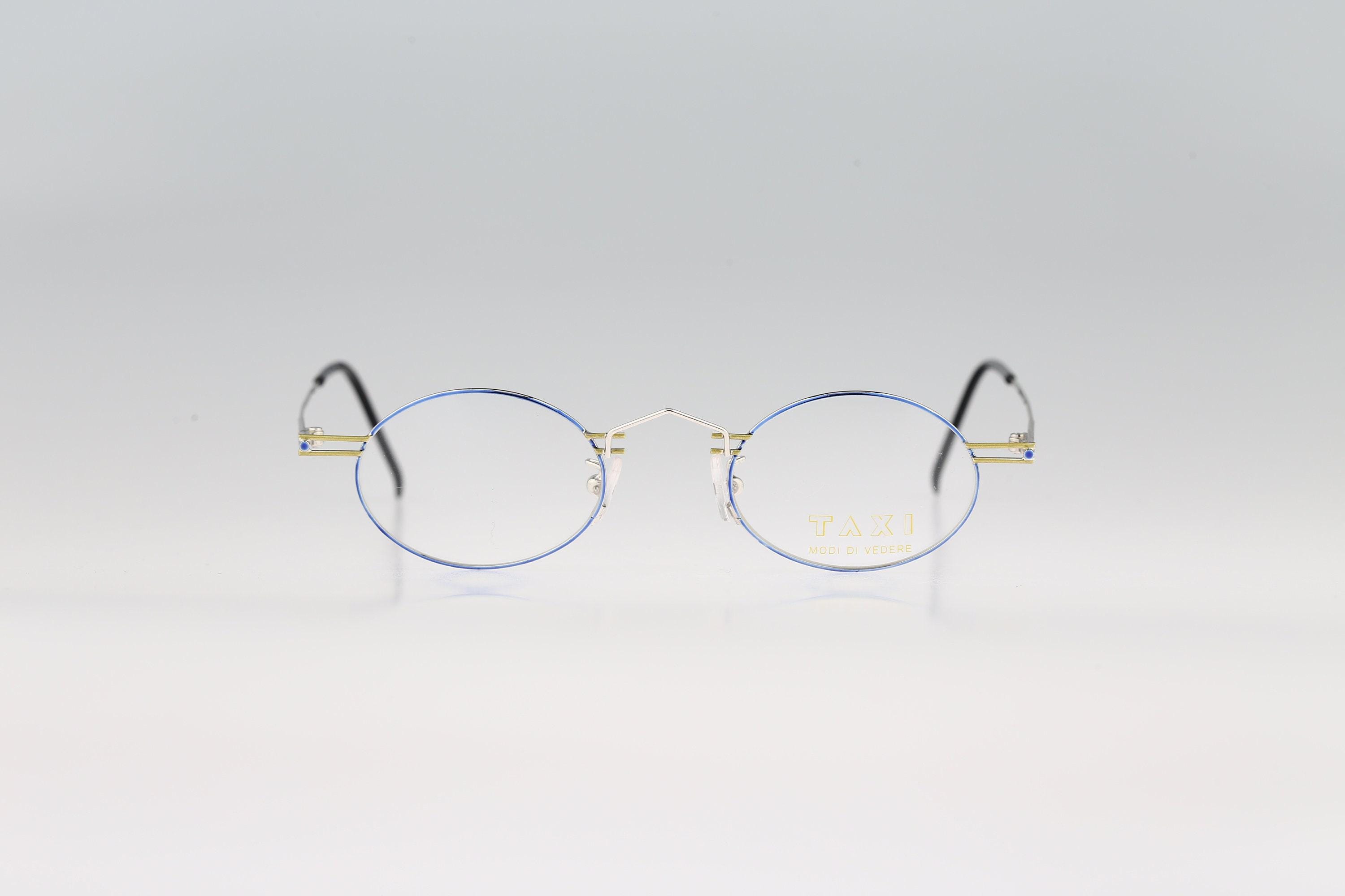 Casanova taxi メガネ イタリア 最高級 美術 投資 Taxi by Casanova SM 51 05, Vintage 90s Blue and Gold Unique Small