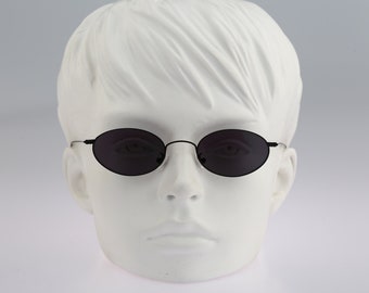 Back to Basics by Safilo BTB 6777 S LQ7, Vintage 90s steampunk black small slim oval sunglasses women, NOS