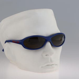 Vuarnet Pouillorux 033 Mascalzone Latino, Vintage 90s tempered glass lenses blue wrap oval sunglasses mens & women NOS