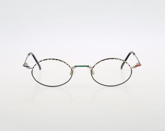 Adam & Eve 6 D, montures de lunettes ovales colorées uniques vintage des années 90 pour femmes NOS