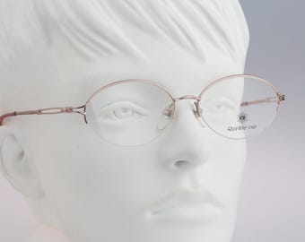 Royale Cup RP 4018, Vintage 90s unique large silver half rim oval eyeglasses frames womens NOS