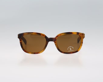 Polo Ralph Lauren Classic 824 S 022, Vintage lat 90. okulary przeciwsłoneczne kwadratowe z soczewkami ze szkła szylkretowego męskie i damskie NOS