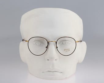 Bridge Rooseveli A, Vintage 90s antique gold and tortoise panto round eyeglasses frames mens & womens NOS