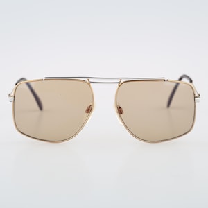 Rodier M 139 502, Vintage 80s tinted yellow lenses unique gold oversized square aviator sunglasses women & men NOS