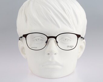 Skaga 3748 Timo 201, Vintage 2000s bronze lightweight titanium square eyeglasses frames mens & womens NOS