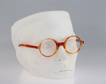 Gafas de sol Roy Tower Preppy 3 2225 hechas a mano en Italia, estilo vintage de los años 90, con montura redonda color miel transparente, para hombre y mujer, NOS