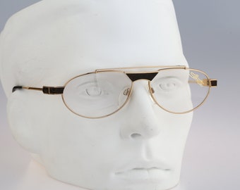 Silhouette M 6161 V 6054, Vintage 80s small gold oval aviator glasses frames mens & womens NOS