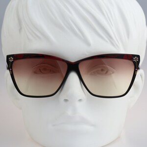 Lunettes Optiques Paris Judith, Vintage 80s único rectángulo de pedrería gafas de sol ojo de gato mujeres NOS