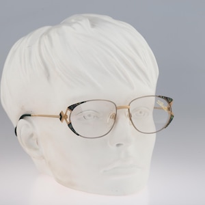 Silhouette M 6205 80 V 6035, Vintage 80s gold & green unique oval eyeglasses frames womens NOS