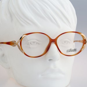 Silhouette M 1815 C 1455, Vintage 80s gold & tortoise unique oversized oval eyeglasses frames womens NOS