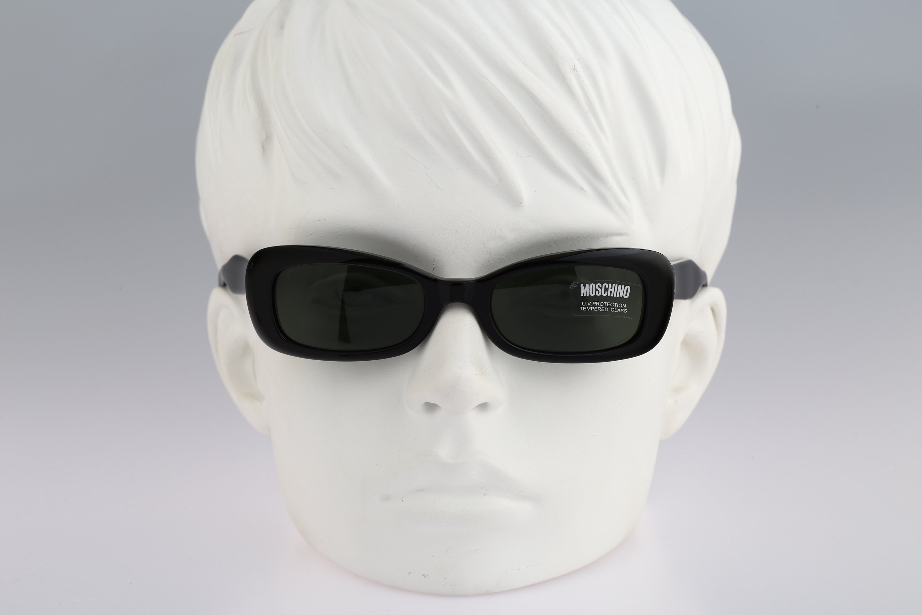 Moschino 3544 S 95 31, Vintage 90s Unique Black Rectangle