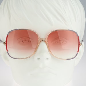 Silhouette M 1202 /20 C 5557, Vintage 80s tinted pink lenses colorful clear oversized square sunglasses women, NOS