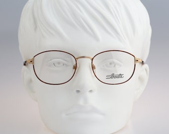 Silhouette M 6342 V 6053, Vintage 90s gold and tortoise square eyeglasses frames womens / NOS