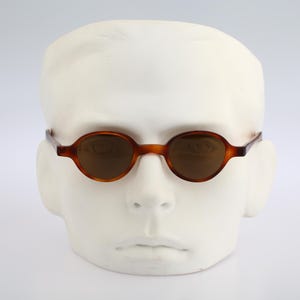 Angiolucci K738 4848, Vintage 90s unique brown tortoise small round sunglasses mens & women, NOS