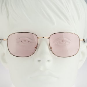 Piave Teen Up 1315 1A07, Vintage 90s tinted pink lenses unique gold square sunglasses women, NOS