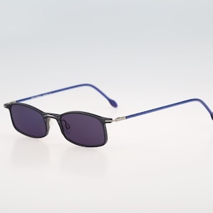 Robert Rudger 1460 112 98, Vintage 90s blue small rectangle sunglasses men & women, NOS