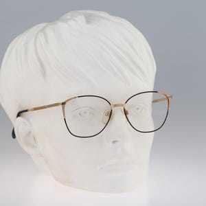 Silhouette M 6183 30 V 6054, Vintage 80s black and gold square butterfly glasses frames womens NOS