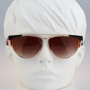 Gian Marco Venturi 527 095 SF, Vintage 80s tortoise & gold flat top aviator cat eye sunglasses women, NOS