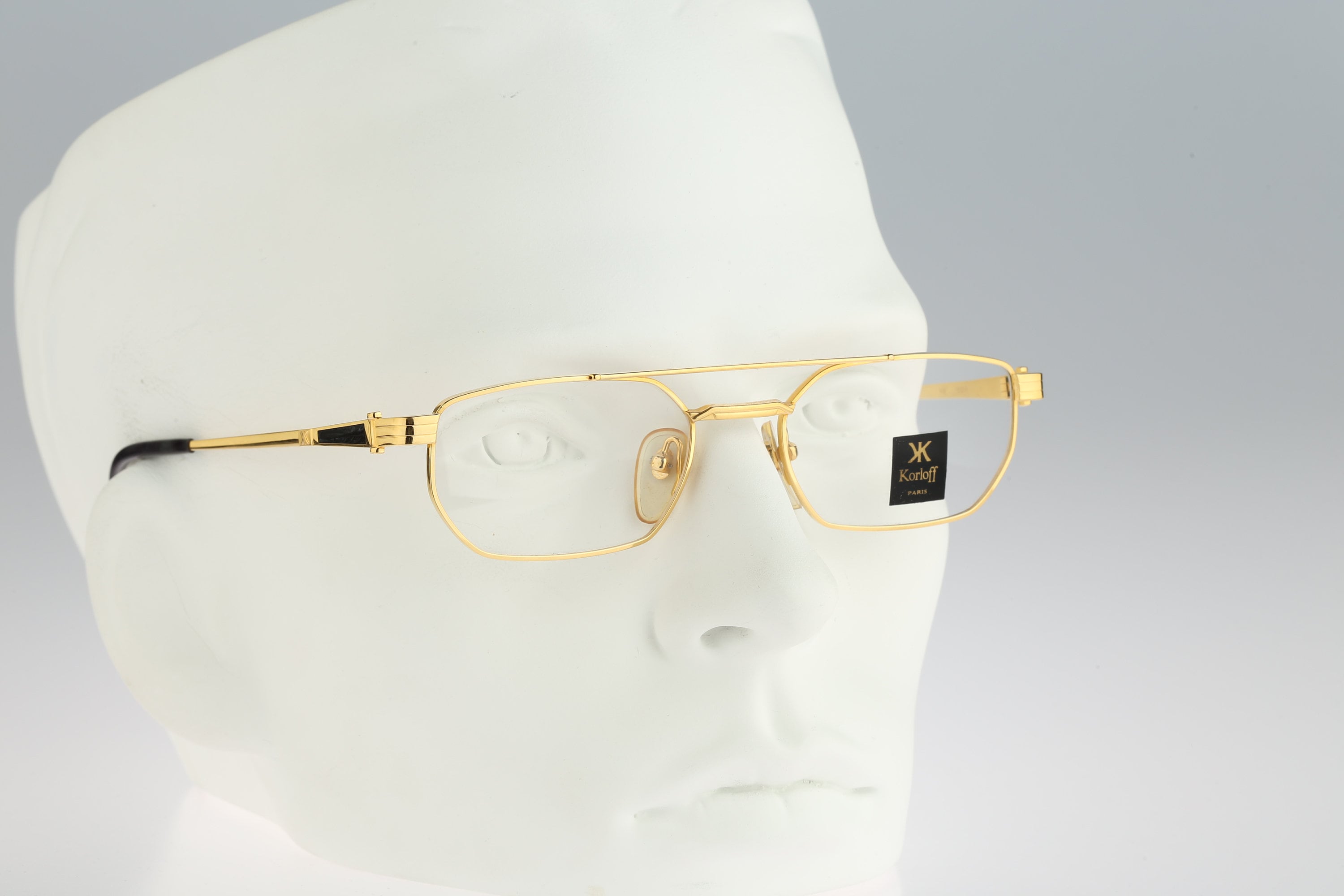 Korloff Paris K 16 C 04, Vintage 90s Gold Small Rectangle Hexagon