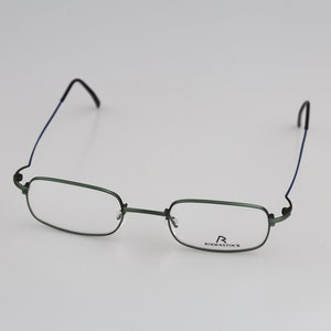 Rodenstock R 4264 D, Vintage 90s lightweight green and blue small rectangle eyeglasses frames mens & womens NOS image 3