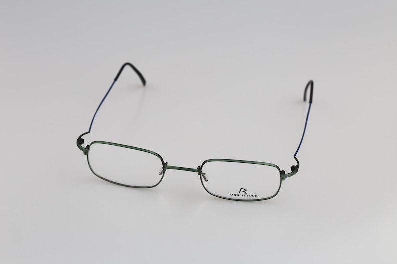 Rodenstock R 4264 D, Vintage 90s lightweight green and blue small rectangle eyeglasses frames mens & womens NOS image 3