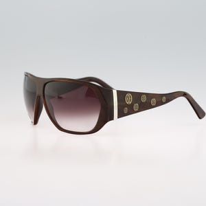 Cartier Paris 4671519, Vintage 2000s brown oversized wrap sunglasses women NOS image 5