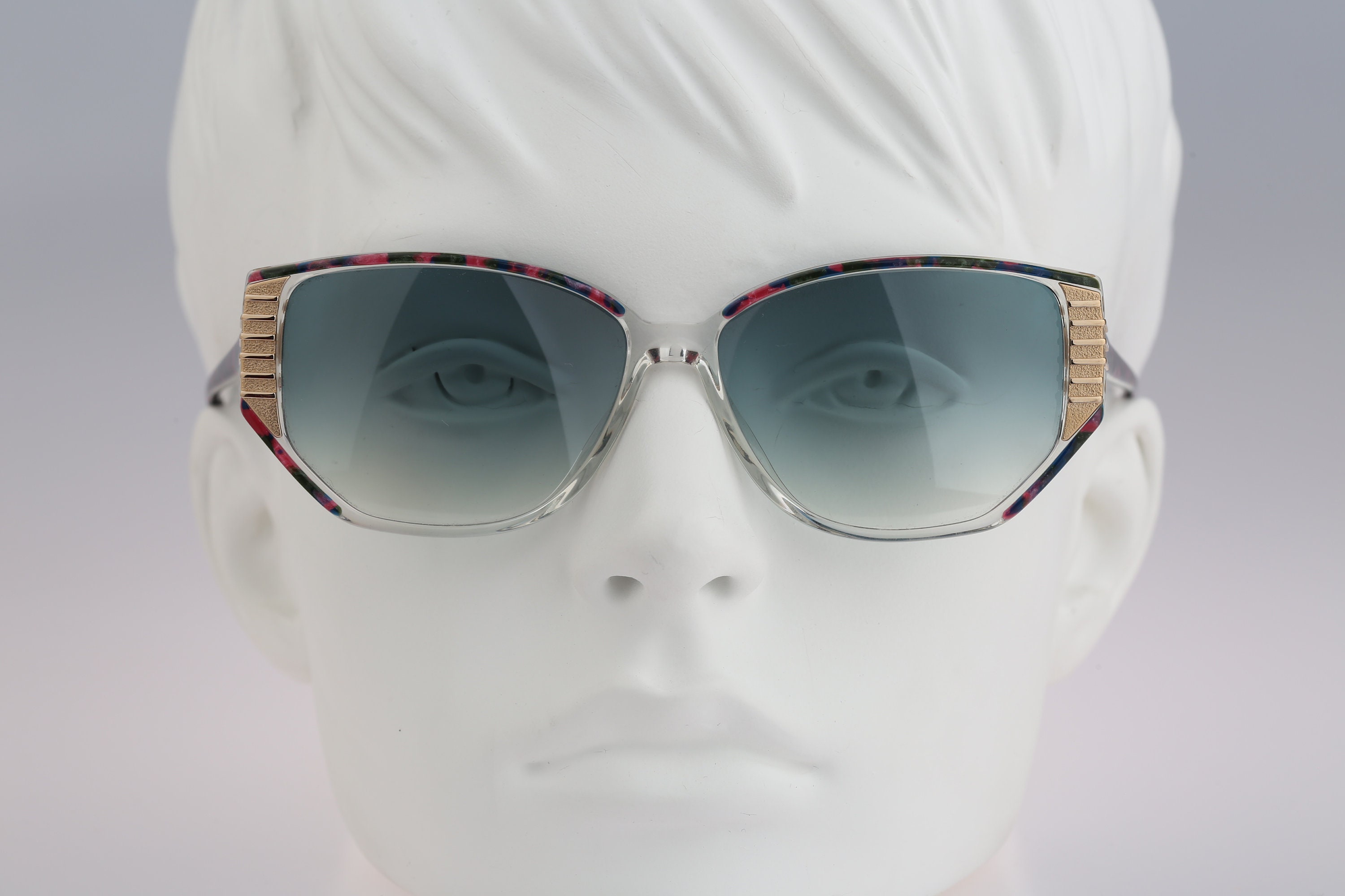 Silhouette M 1372 20 C 3091, Vintage 80s designer colorful browline clear angular cat eye sunglasses / NOS