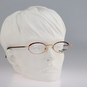 Robert Rudger 1690 223 G4, Vintage 90s gold & colorful browline small slim oval eyeglasses frames womens NOS