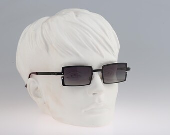 Pluton Fidela Sunglasses Black Square Full Rim Made in 